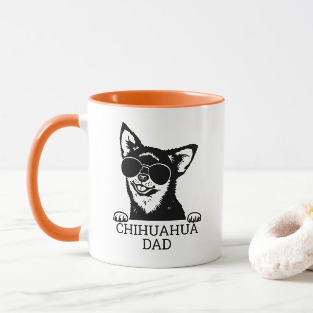Chihuahua-Vater mit Brillen-Vatertagskästen Tasse (Mit Donut)