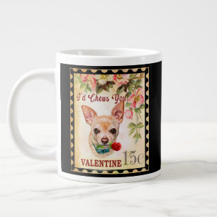 Chihuahua Vintag Valentine Funny Dog mit Rose Jumbo-Tasse