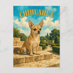 Chihuahua, Vintage Wasserfarben-Hundekunst Postkarte