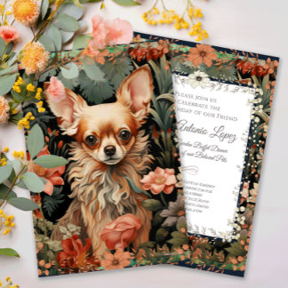Chihuahua Vintages Blumenband Einladung