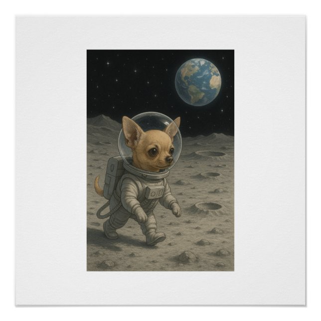 Chihuahua Walking on the Moon Poster (Vorderseite)