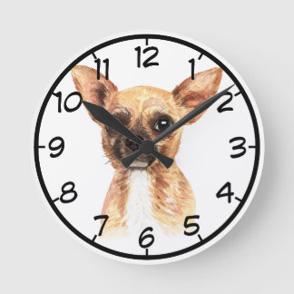 Chihuahua Wall Clock Runde Wanduhr