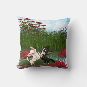 Chihuahua Wasserlilien-Dekokissen Kissen