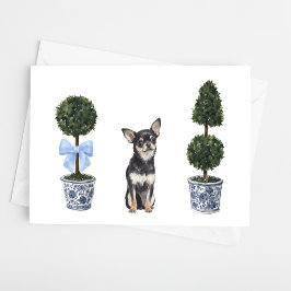 Chihuahua Watercolor Chinoiserie Welpe Doppy Card Karte