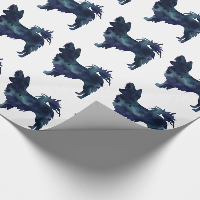 Chihuahua-Watercolor-Schwarze Silhouette Geschenkpapier (Ecke)