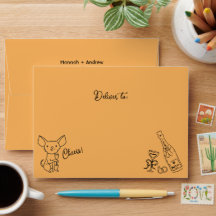 Chihuahua Wedding Hand Drawn Doodle
