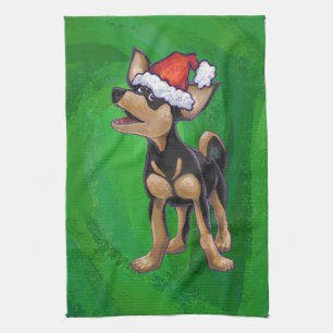 Chihuahua Weihnachten auf Grün Handtuch