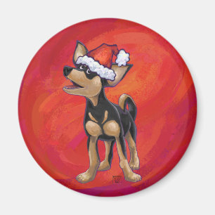 Chihuahua Weihnachten auf Rot Magnet