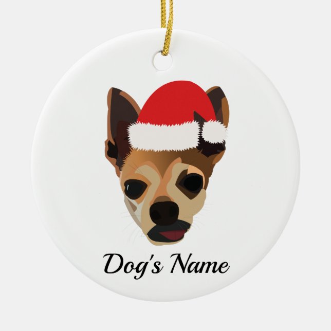 Chihuahua Weihnachten individuell anpassbar Keramik Ornament (Vorne)