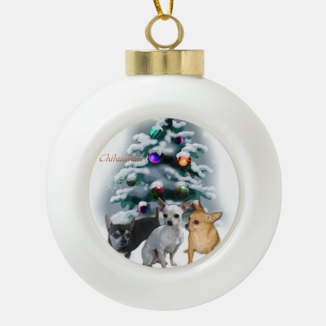 Chihuahua Weihnachten Keramik Kugel-Ornament (Vorderseite)