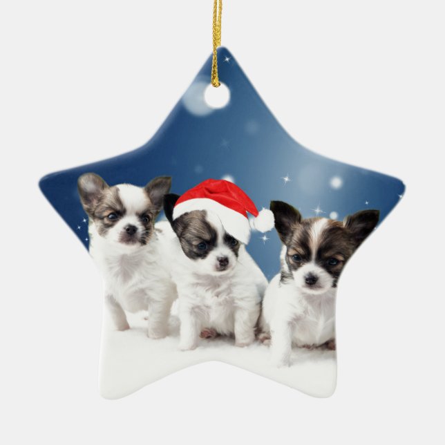 Chihuahua Weihnachten Keramik Ornament (Vorne)