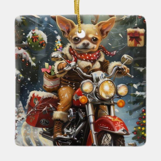Chihuahua Weihnachten Keramikornament (Vorderseite)