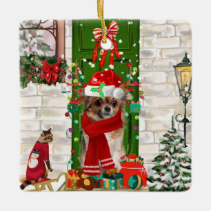 Chihuahua Weihnachten Keramikornament