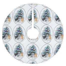 Chihuahua Weihnachten Polyester Weihnachtsbaumdecke