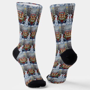 Chihuahua Weihnachten Rotes Lastwagen Ferien Socken