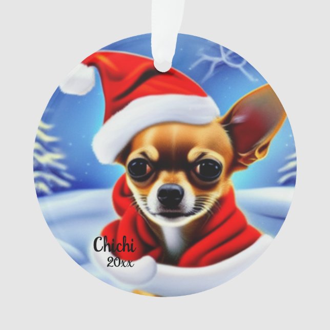 Chihuahua Weihnachten, Santa Dog Ornament (Vorderseite)