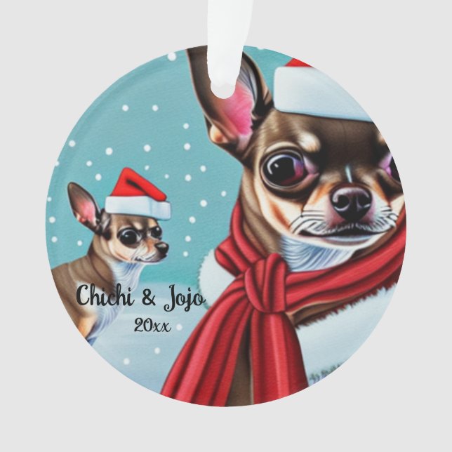 Chihuahua Weihnachten, Santa Dog Ornament (Vorderseite)