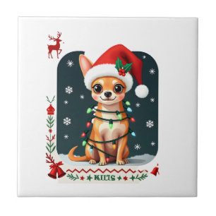 Chihuahua Weihnachten Santa hässlicher Pullover Hu Fliese