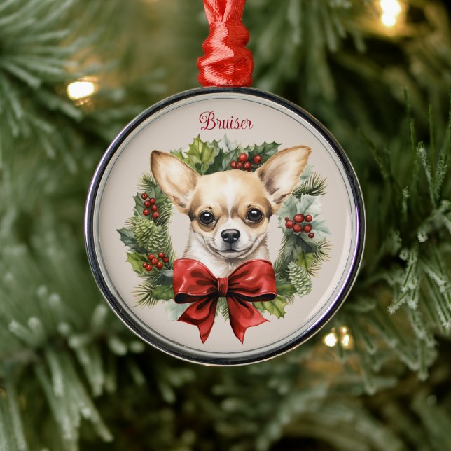 Chihuahua Weihnachts-Pet-Gedächtnis Hunde Zucht Ornament Aus Metall (Baum)