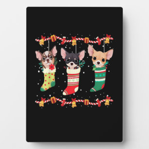 Chihuahua-Weihnachts-Socken-Lichter Lustiger Xmas- Fotoplatte