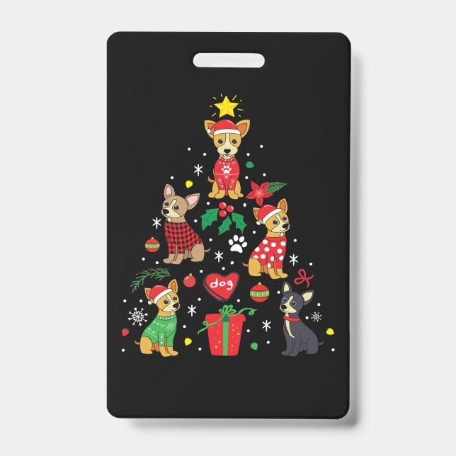 Chihuahua Weihnachtsbaum Ausweis (Vorderseite)