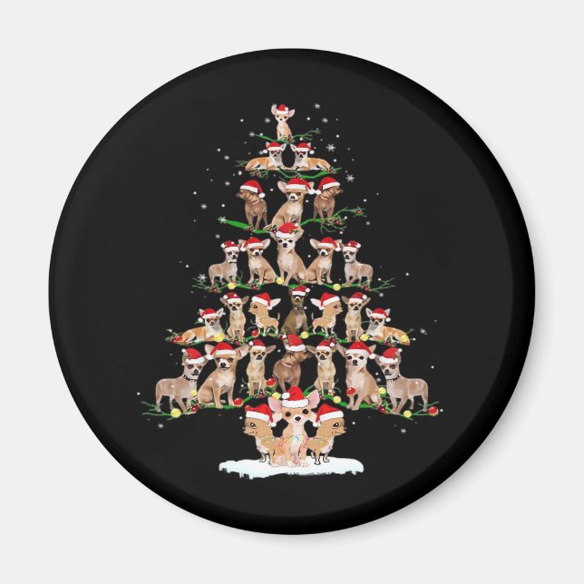 Chihuahua Weihnachtsbaum Funny T-Shirt Xmas Chihua Magnet (Vorne)