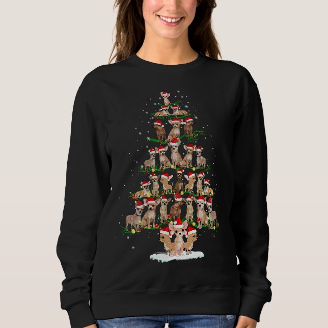 Chihuahua Weihnachtsbaum Funny T-Shirt Xmas Chihua Sweatshirt (Vorderseite)