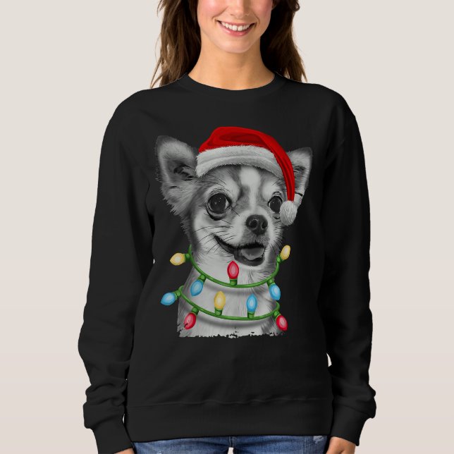 Chihuahua Weihnachtsbaum Lichter Weihnachten Weihn Sweatshirt (Vorderseite)