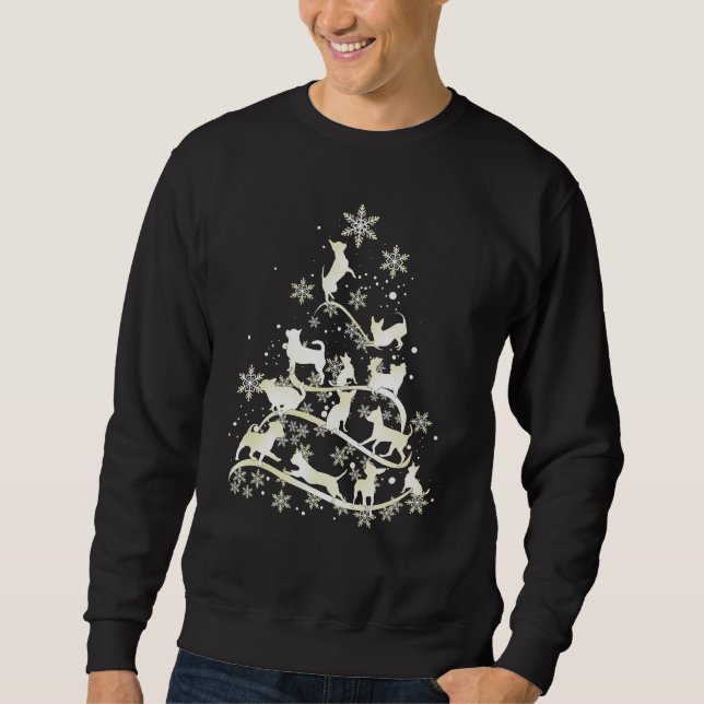 Chihuahua Weihnachtsbaum Snowflakes Merry Xmas Dog Sweatshirt (Vorderseite)