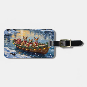 Chihuahua-Weihnachtsboot-Feiertag Gepäckanhänger