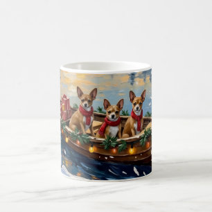 Chihuahua-Weihnachtsboot-Feiertag Kaffeetasse