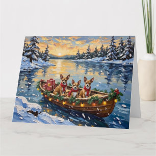 Chihuahua-Weihnachtsboot-Feiertag Karte