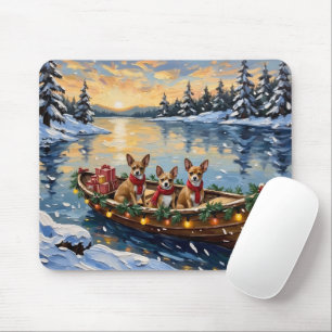 Chihuahua-Weihnachtsboot-Feiertag Mousepad