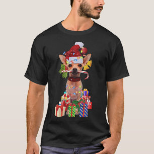Chihuahua Weihnachtsfeier Weihnachtsmannmütze Xmas T-Shirt
