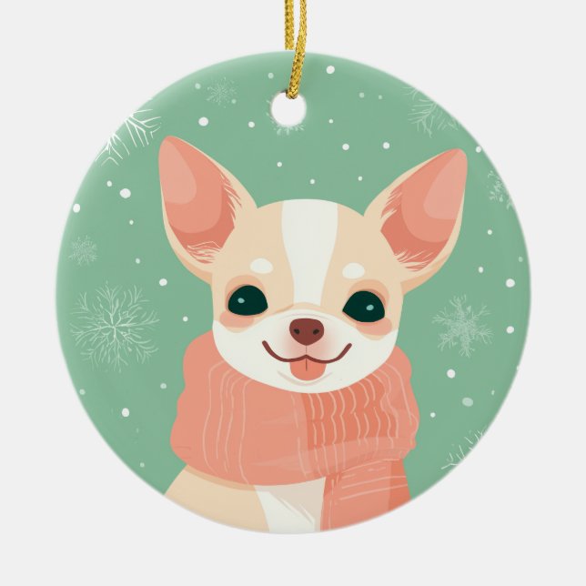 Chihuahua-Weihnachtsgeschenk Keramik Ornament (Vorne)