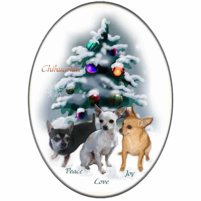 Chihuahua Weihnachtsgeschenke Ornament Fotoskulptur Ornament (Vorne)