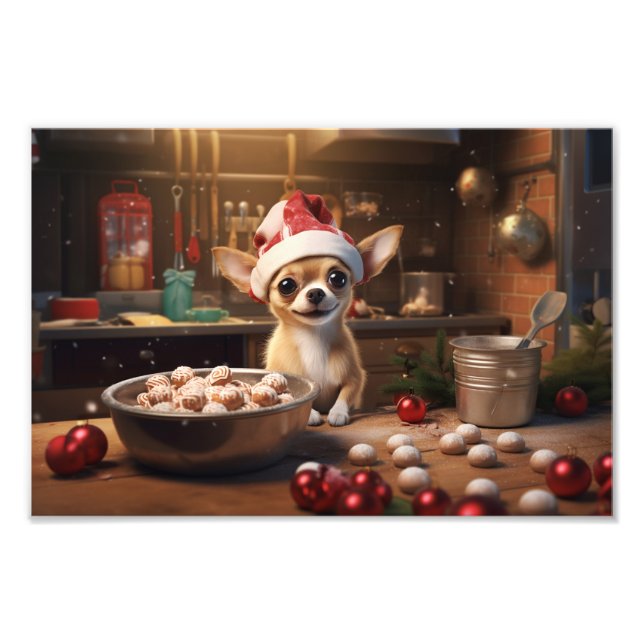 Chihuahua Weihnachtskost Feiertag Fotodruck (Vorne)