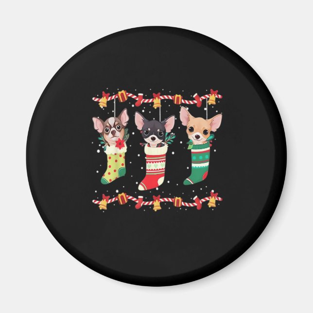 Chihuahua Weihnachtslicht Funny Xmas Dog Lover Es Magnet (Vorne)