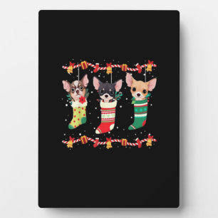 Chihuahua Weihnachtslichter Lustige Xmas Hunde Lie Fotoplatte