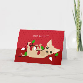 Chihuahua Weihnachtslichter Rot Feiertagskarte
