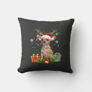 Chihuahua-Weihnachtslichter-Santa-Übergrößen-T-Shi Kissen