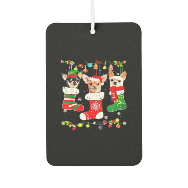 Chihuahua Weihnachtslichter Xmas Hund Klassisches  Autolufterfrischer (Vorderseite)
