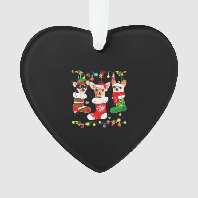 Chihuahua Weihnachtslichter Xmas Hund Klassisches  Ornament (Vorderseite)