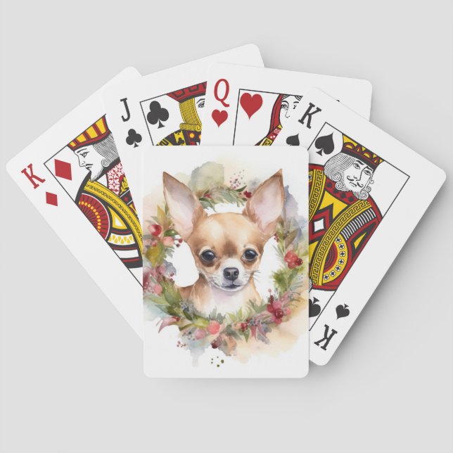 Chihuahua Weihnachtsmann Weihnachtsfest Spielkarten (Rückseite)