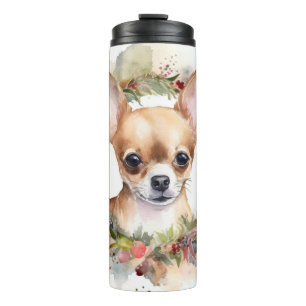 Chihuahua Weihnachtsmann Weihnachtsfest Thermosbecher