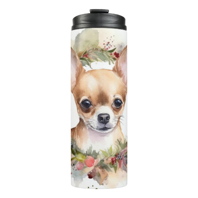 Chihuahua Weihnachtsmann Weihnachtsfest Thermosbecher (Vorderseite)