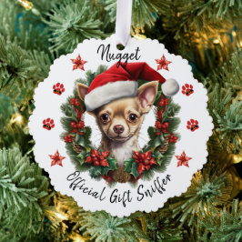 Chihuahua Weihnachtsmannmütze Weihnachtsschaden Ornament Karte