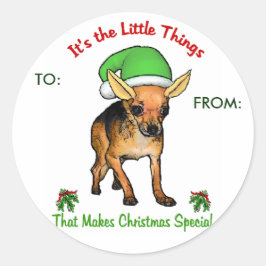 Chihuahua Weihnachtspenden Runder Aufkleber