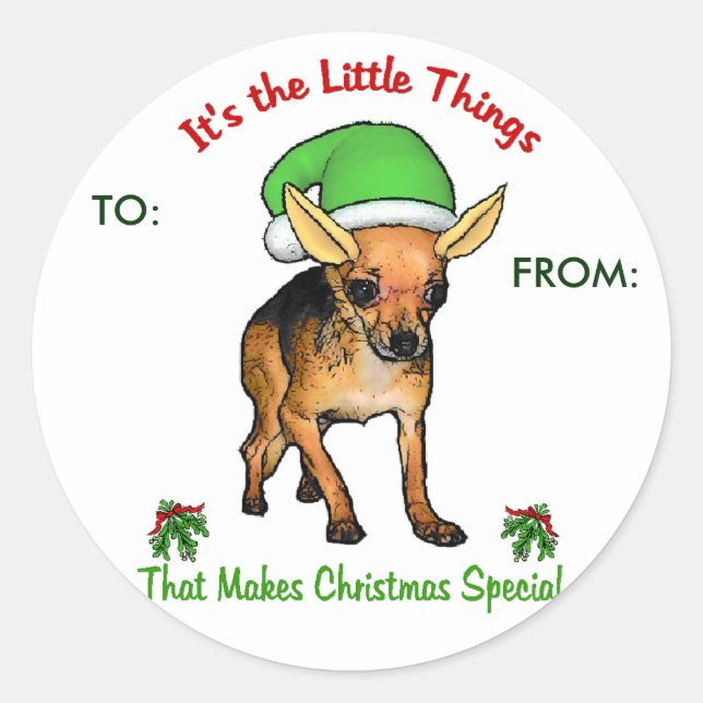 Chihuahua Weihnachtspenden Runder Aufkleber (Vorderseite)