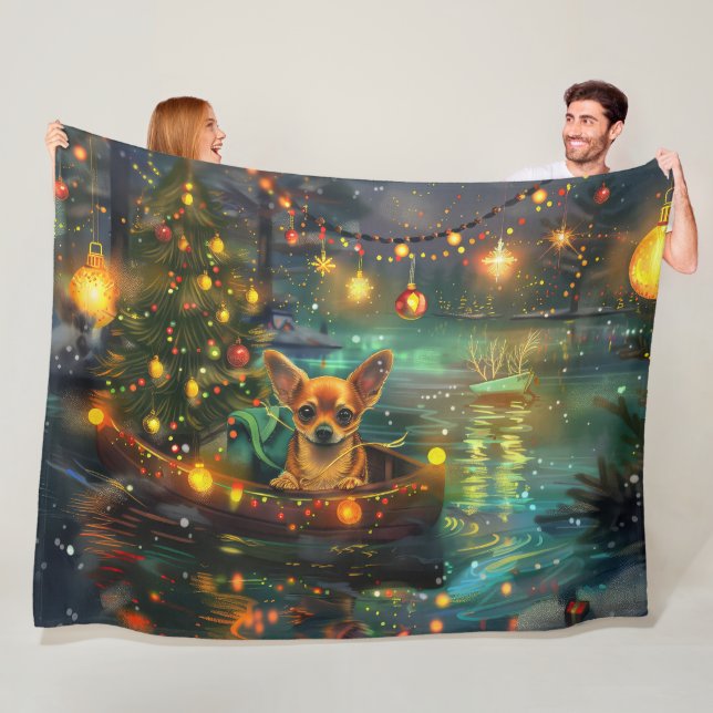 Chihuahua Weihnachtsreise Fleecedecke (Beispiel)